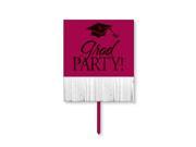 Pack of 6 Burgundy Red and Black Grad Party Outdoor Garden Yard Sign Decorations with Fringe 26.75