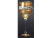 Set of 2 Mosaic Gold Garland Hand Painted Wine Drinking Glasses 10.5 Ounces