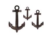 Set of 3 Appeso Ancore Brown Distressed Metal Hanging Anchors Wall Decor 24