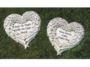 Set of 2 Heart Shaped Angel Wings with Religious Quote Outdoor Patio Garden Stones 12