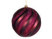 Red Plum Matte and Glitter Swirl Shatterproof Christmas Ball Ornament 8 200mm