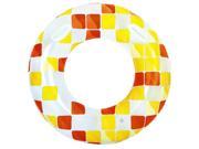 47 Yellow and Orange Fashion Mosaic Inflatable Swimming Pool Inner Tube Ring Float with Handles