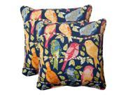 Set of 2 Colorful Bird Watchers Outdoor Square Corded Throw Pillows 18.5