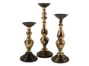 Set of 3 Lavish Weathered Metallic Pedestal Pillar Candle Holders 19
