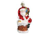 4 Old World Christmas Santa in Chimney Glass Ornament 40011