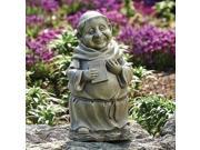 11.5 Gray Smiling Monk with a Book Religious Outdoor Patio Garden Statue