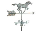 21 Handcrafted Blue Verde Copper Galloping Horse Outdoor Weathervane with Roof Mount