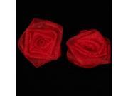 Club Pack of 48 Medium Classic Red Sheer Rose Craft Ribbon Flowers 2