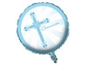 Club Pack of 10 Metallic Blue and White Communion 18 Foil Party Balloons From the Blessings Collection