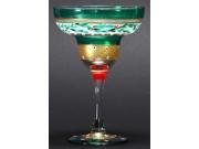 Set of 2 Mosaic Christmas Garland Hand Painted Margarita Drinking Glass 12 Oz