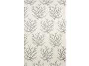 8 x 11 Budding Branches Ash Gray and White Hand Woven Wool Area Throw Rug