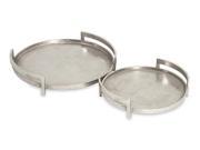 Set of 2 Odelia Rough Textured Cast Aluminum Round Trays with Handles