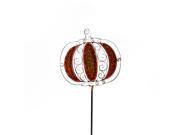 36 Metal Scrollwork Pumpkin with Inlaid Decorative Glass Yard Stake Red