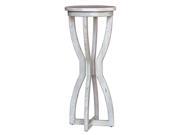 37 Noreena Hand Carved Mahogany Wood in Aged White Finish Plant Stand