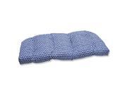 44 Ruche D abeille Royal Blue and White Outdoor Patio Tufted Wicker Loveseat Cushion