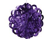 Club Pack of 12 Purple Die Cut Hanging Metallic Foil Ball Party Decorations 16