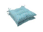 Set of 2 Moroccan Mosaic Blue Outdoor Patio Furniture Tufted Chair Cushions 19
