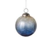 Winter Light OmbrÃ© Clear Blue Crackled Glass Christmas Ball Ornament 4 102mm