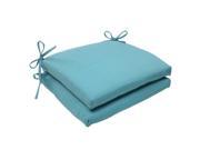Set of 2 Aquatic Turquoise Outdoor Patio Squared Seat Cushions 18.5