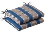 Pack of 2 Outdoor Patio Furniture Chair Seat Cushions Blue Tan Stripe