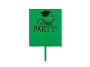 Pack of 6 Emerald Green and Black Grad Party Outdoor Garden Yard Sign Decorations with Fringe 26.75