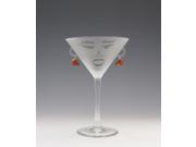 Set of 4 Carmen Etched Face Martini Drinking Glasses 7.25 ounces