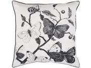 22 Coal Black and White Vintage Butterflies Decorative Down Throw Pillow