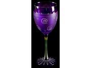 Set of 2 Purple and White Hand Painted Wine Drinking Glasses 10.5 Ounces