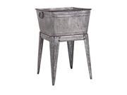 32 Rustic Silver Galvanized Metal Outdoor Patio Garden Flower Planter Tub with Handles on Stand