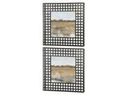 Set of 2 Oil Reproduction Pastoral Landscape Wall Art Prints with Open Weave Frames