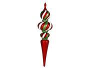 51 Peppermint Twist Commercial Size Red Shatterproof Finial Christmas Ornament