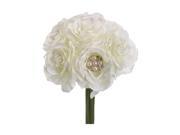 9 Decorative Ivory Rose with Pearls and Rhinestones Artificial Spring Floral Bouquet