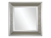 41.5 Roman Beveled Square Wall Mirror with Metallic Silver Wrapped Frame