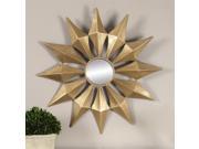36 Hand Forged Antique Gold Metal Starburst with Concave Mirror