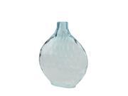 11.5 Disc Shaped Transparent Azure Blue Ombre Hand Blown Glass Vase