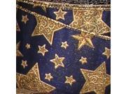 Navy Blue with Gold Star Print Wired Craft Ribbon 5 x 20 Yards