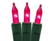 Set of 50 Pink Perm O Snap Mini Christmas Lights Green Wire