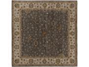 9.75 Demetrios Cumin Brown and Gray Hand Tufted Square Wool Area Throw Rug