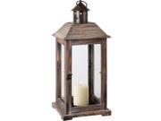 24 Rustic Weathered Wood Bronze Metal Pillar Candle Lantern