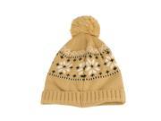 Unisex Light Khaki Jacquard Knit Winter Beanie Hat One Size