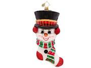 Christopher Radko Glass Frosty N Cozy Snowman Stocking Christmas Ornament 1017119