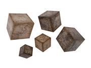 Set of 5 Vintage Style World Traveler Metal Dimensional Block Wall Decorations