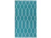 2 x 3 Moroccan Lagoon Turquoise and Ivory Reversible Shed Free Area Throw Rug