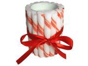 6 Peppermint Twist Sugared Candy Pillar Candle Holder