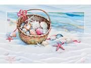 Pack of 16 Basket of Shells Beach Fine Art Embossed Deluxe Christmas Greeting Cards