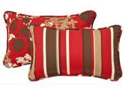 Pack of 2 Rectangular Throw Pillows 18.5 Reversible Tropical Red Stripe