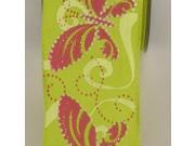Green Butterfly Print Taffeta Wired Craft Ribbon 1.5 x 54 Yards