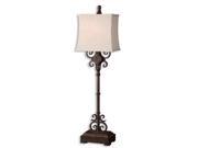 38 Distressed Rust Brown Off White Rectangular Bell Shade Buffet Table Lamp