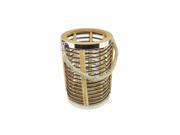 11.5 Rustic Chic Cylinderical Rattan Decorative Candle Holder Lantern with Jute Handle