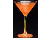 Set of 2 Orange White Hand Painted Martini Drinking Glasses 7.5 Ounces